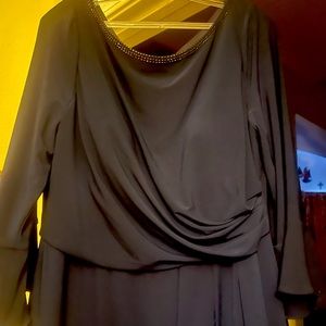 Navy blue mother of bride long dress
